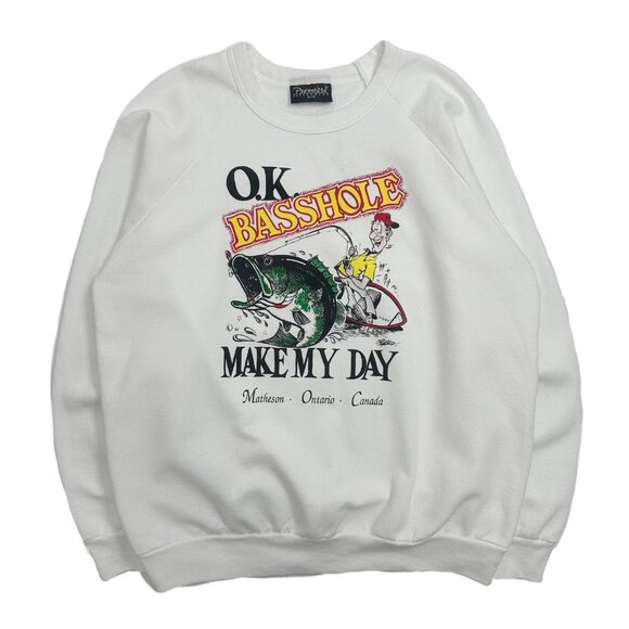 Vintage Basshole Fishing Ontario Canada Crewneck M - Picture 1 of 4